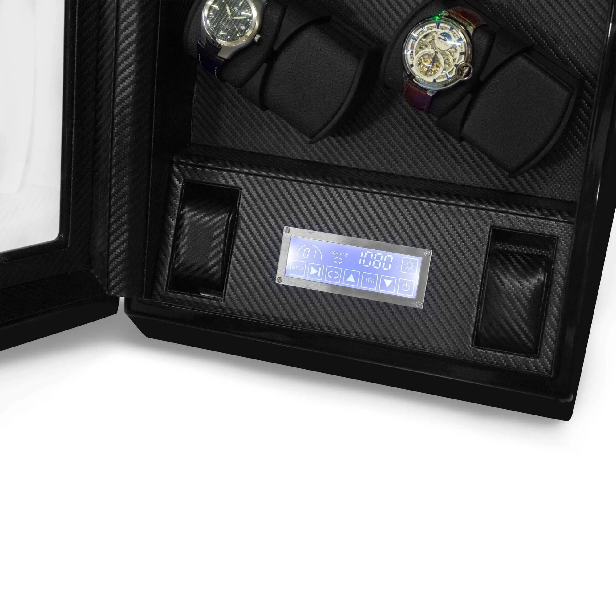 Kosciuszko Watch Winder Box for 12   2 Watches in Black