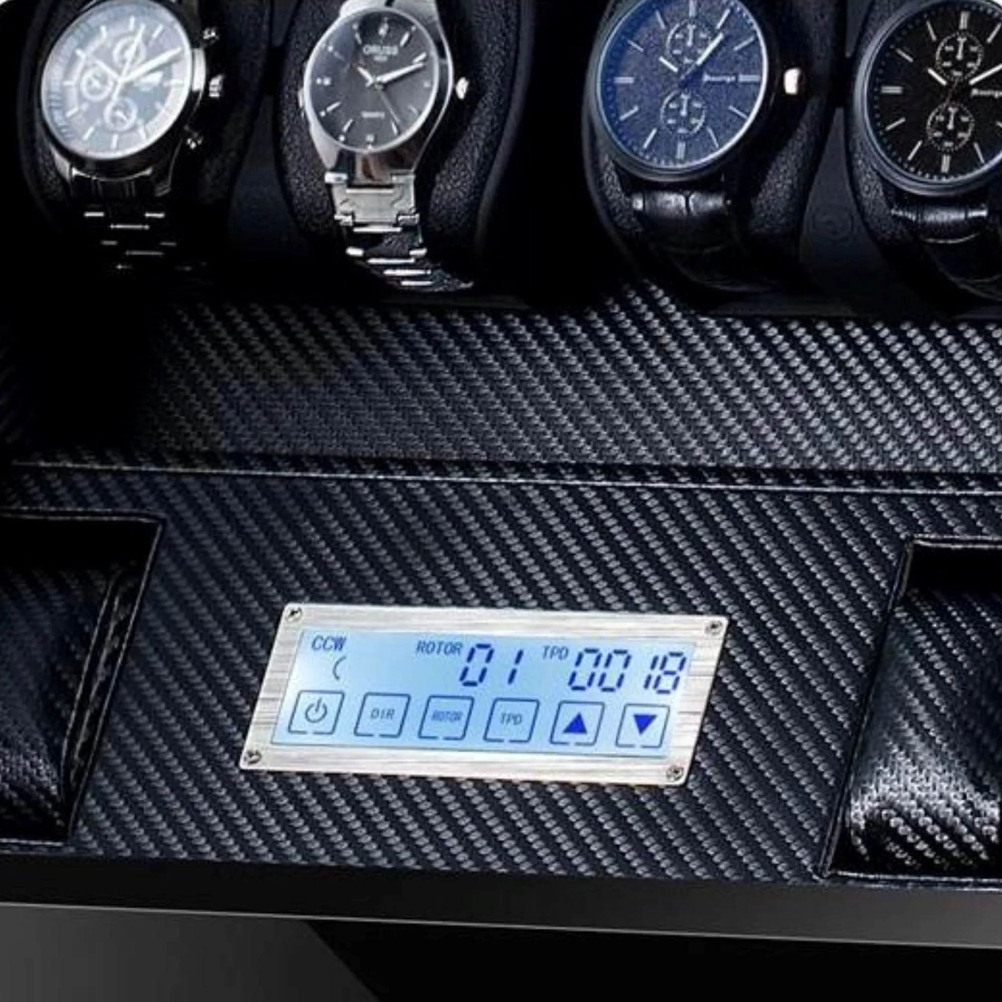 Kosciuszko Watch Winder Box for 12   2 Watches in Black