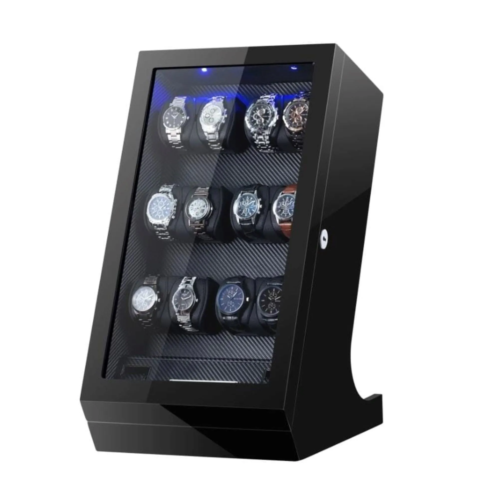 Kosciuszko Watch Winder Box for 12   2 Watches in Black