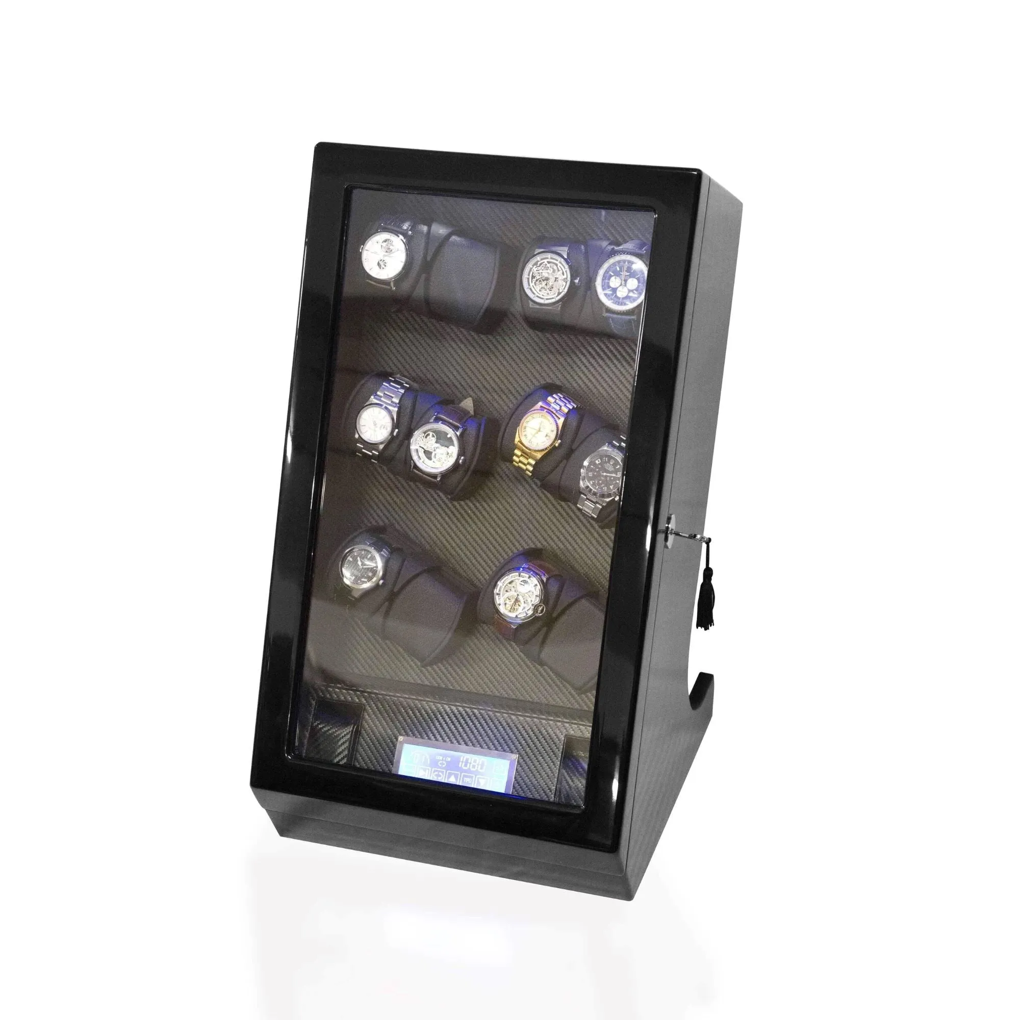 Kosciuszko Watch Winder Box for 12   2 Watches in Black