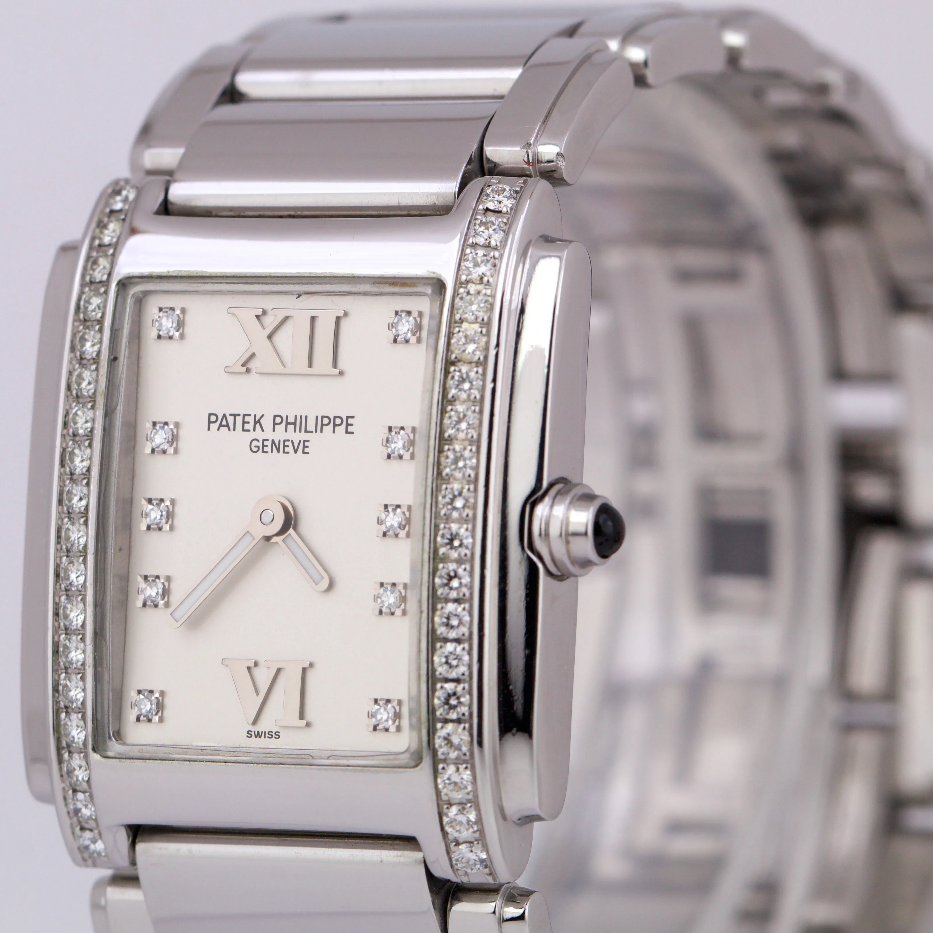 Ladies Patek Philippe Twenty-4 Stainless Steel DIAMOND 25mm Quartz Watch 4910/10