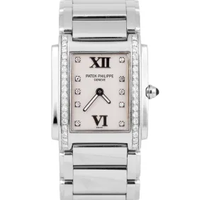 Ladies Patek Philippe Twenty-4 Stainless Steel DIAMOND 25mm Quartz Watch 4910/10
