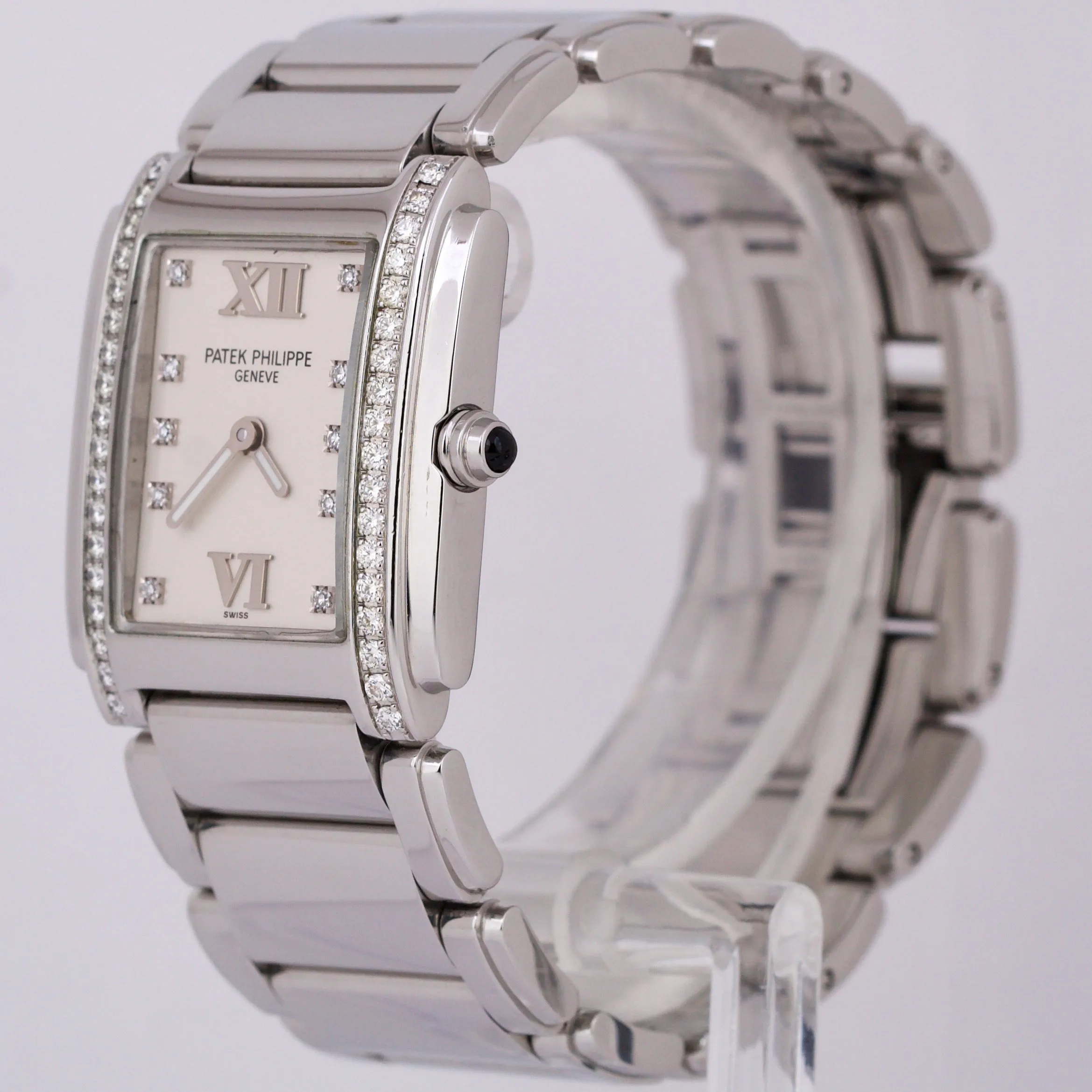 Ladies Patek Philippe Twenty-4 Stainless Steel DIAMOND 25mm Quartz Watch 4910/10