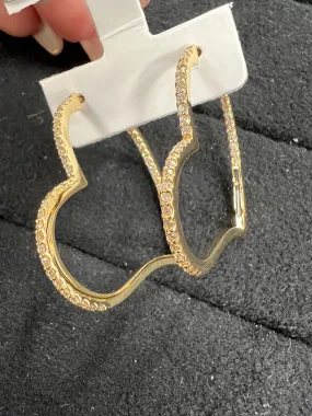 Large Heart Diamond Hoops 18K YG E03512