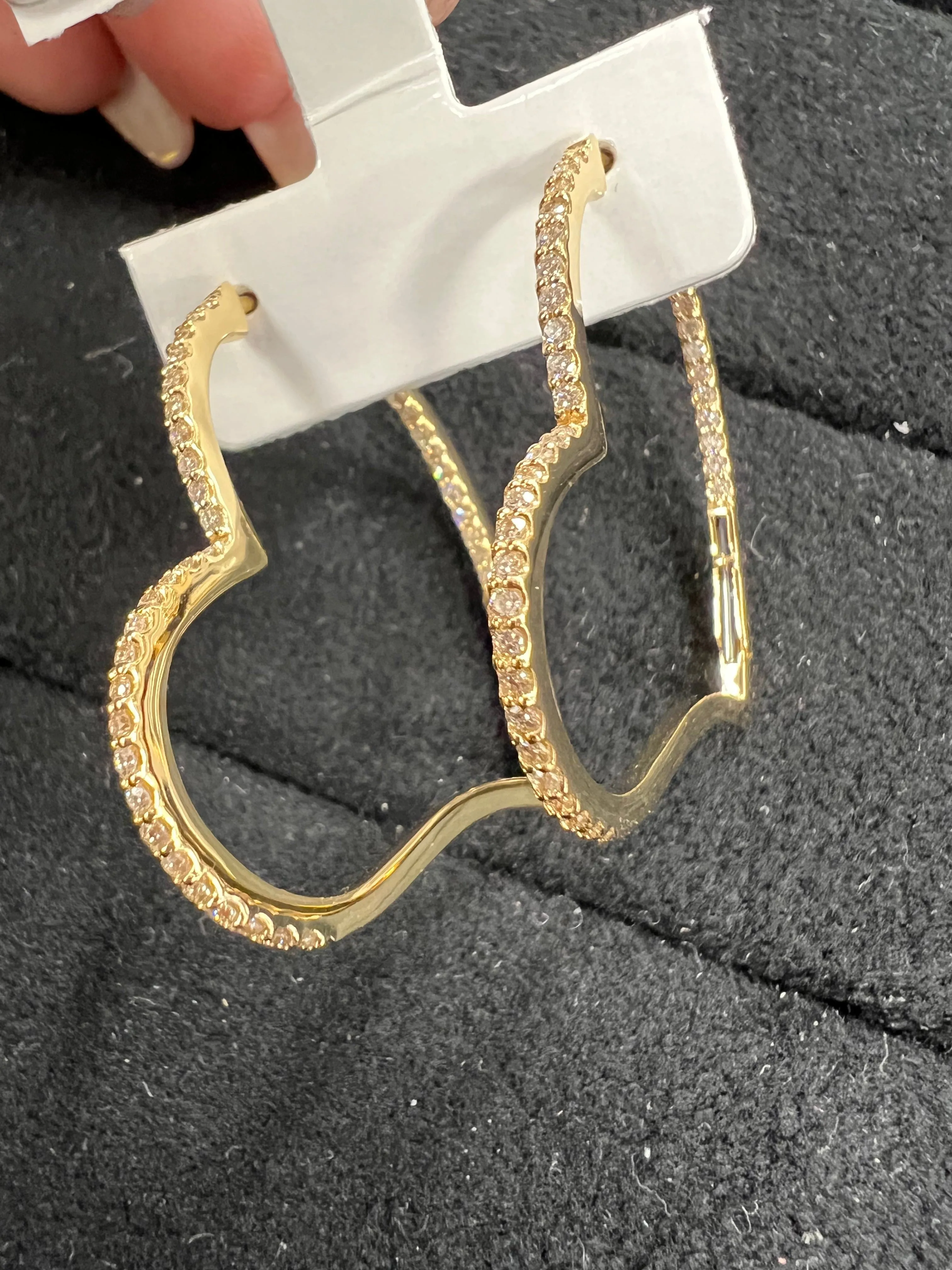 Large Heart Diamond Hoops 18K YG E03512