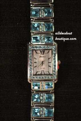 Large/Small Blue Rhinestones | Metal Band W/Clasp