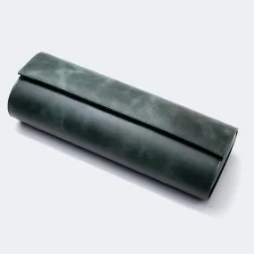 Leather Travel Watch Case - Emerald - Quad Watch Roll