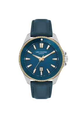 Lee Cooper Men's Watch Analog, Blue Dial Blue Leather Strap, LC07870.277