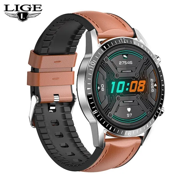 LIGE 2020 New Smart Watch Men Full Touch Screen Sport Fitness Watch IP68 Waterproof Bluetooth For Android ios smartwatch Men box