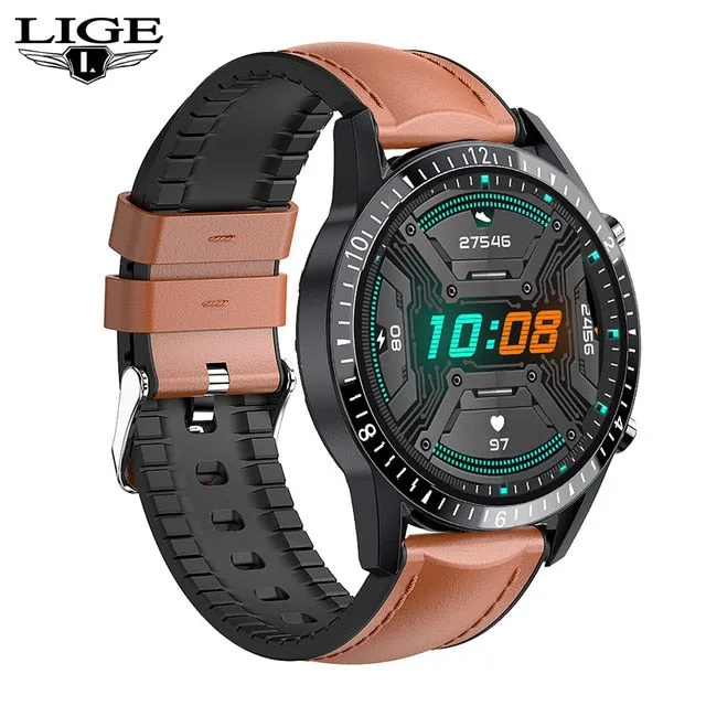 LIGE 2020 New Smart Watch Men Full Touch Screen Sport Fitness Watch IP68 Waterproof Bluetooth For Android ios smartwatch Men box