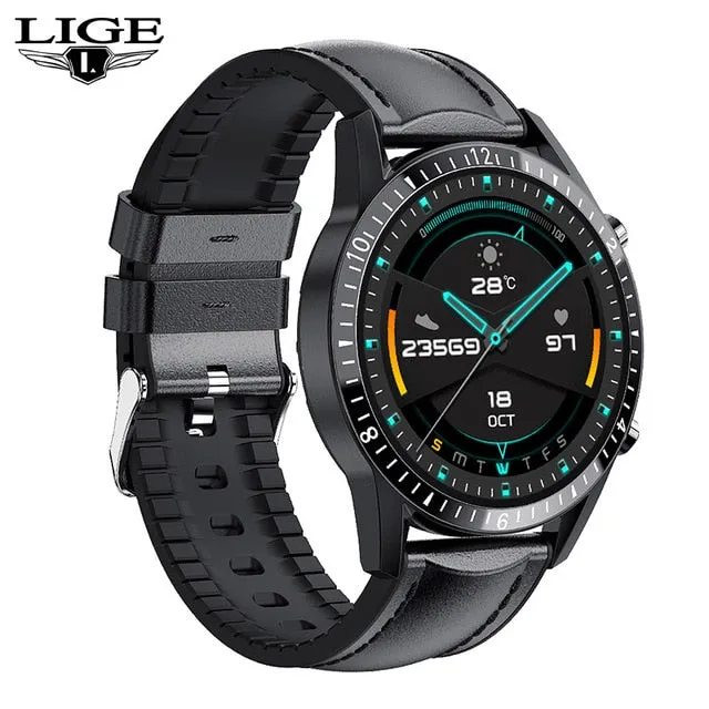 LIGE 2020 New Smart Watch Men Full Touch Screen Sport Fitness Watch IP68 Waterproof Bluetooth For Android ios smartwatch Men box