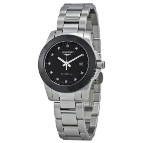 Longines Conquest Black Diamond Black Ceramic Bezel Ladies Watch 32574576 L3.257.4.57.6
