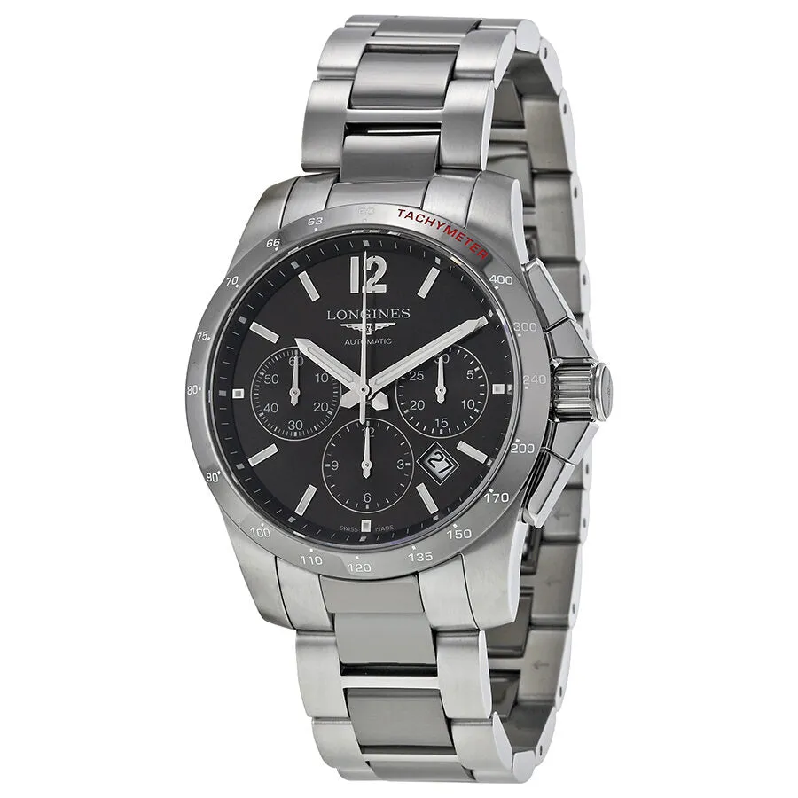 Longines Conquest Grey Dial Chronograph Steel and Ceramic Men's Watch L27444067 L2.744.4.06.7