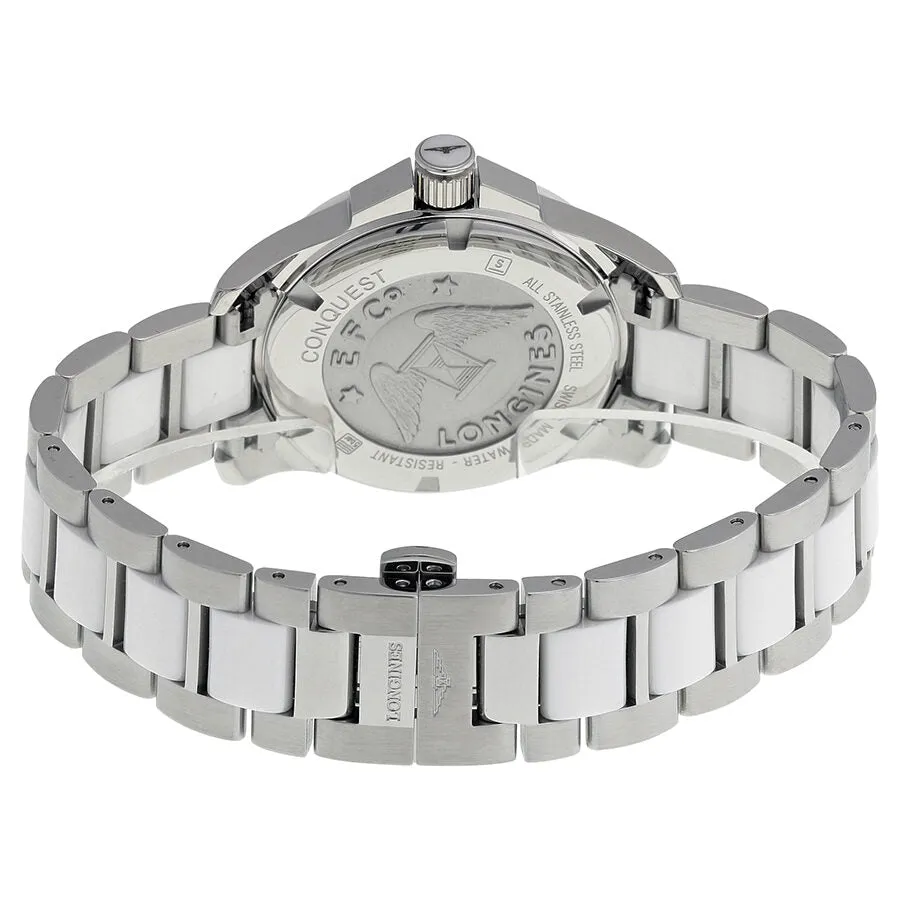 Longines Conquest White Ceramic Diamond Ladies Watch L32810877 L3.281.0.87.7