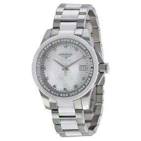 Longines Conquest White Ceramic Diamond Ladies Watch L32810877 L3.281.0.87.7
