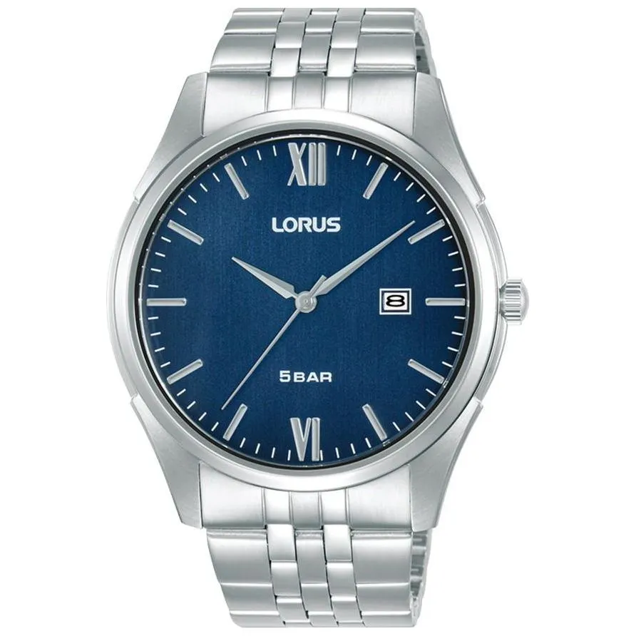 Lorus Men's Analog Watch with Date, Stainless Steel Bracelet & Blue Dial RH985PX9