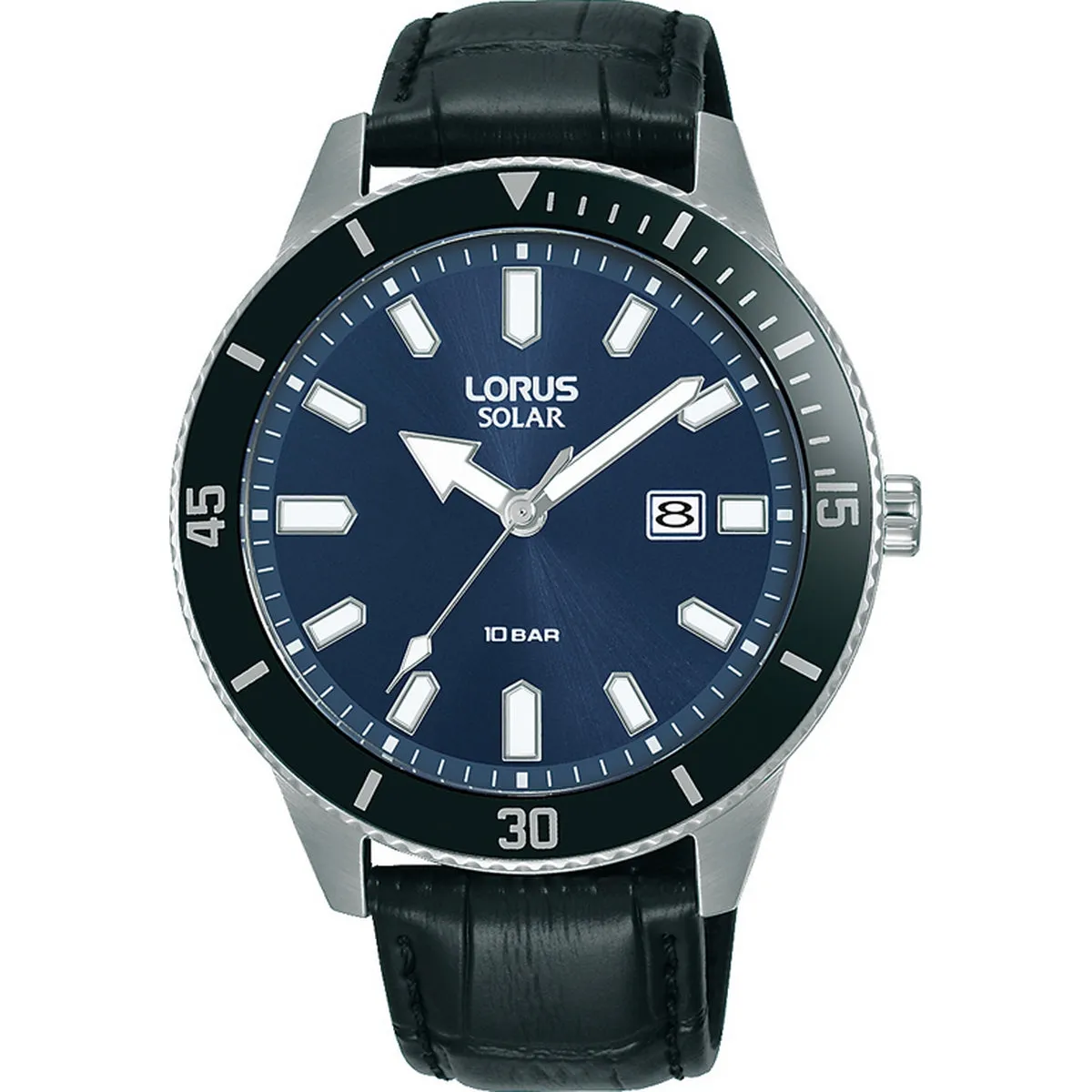 lorus solar stainless steel blue dia strap watch