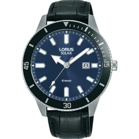 lorus solar stainless steel blue dia strap watch