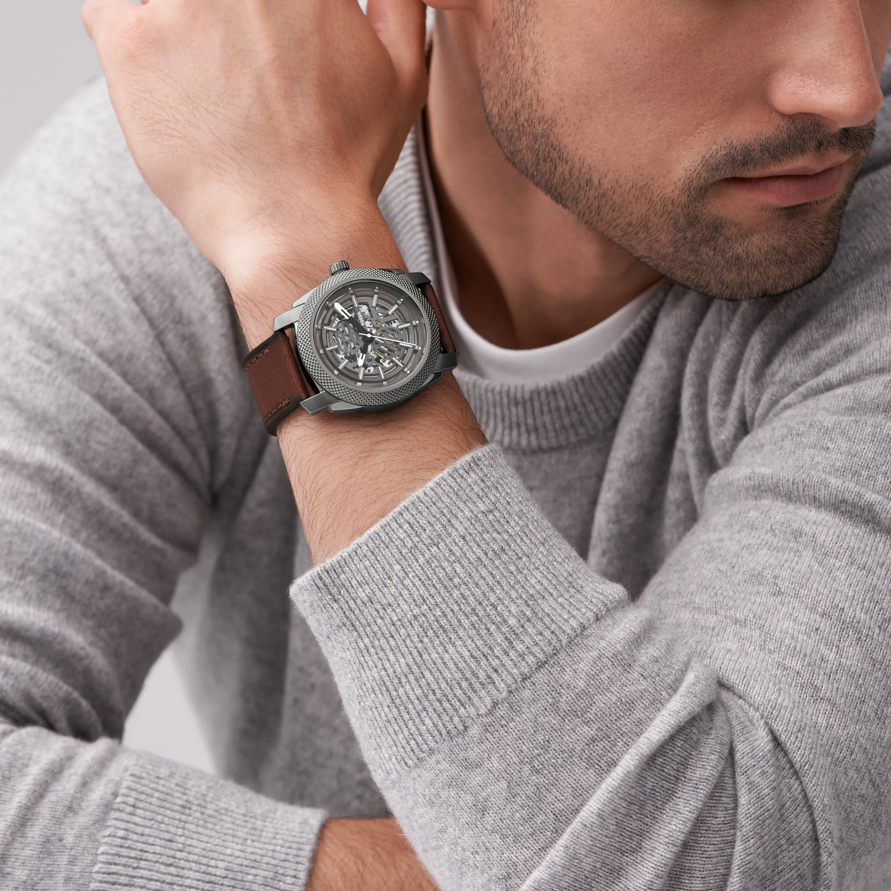 Machine Automatic Brown LiteHide™ Leather Watch