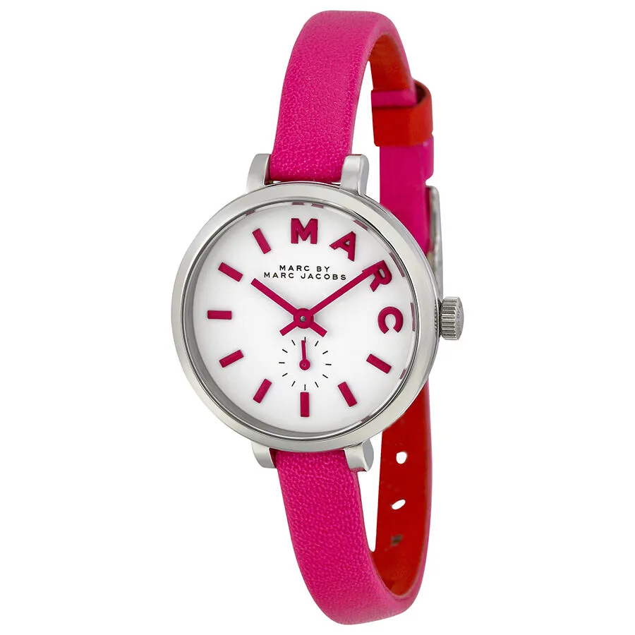 Marc by Marc Jacobs Sally White Dial Hot Pink Leather Ladies Watch MBM1353