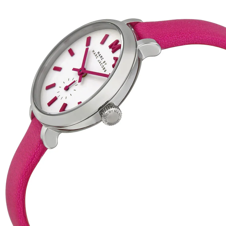 Marc by Marc Jacobs Sally White Dial Hot Pink Leather Ladies Watch MBM1353