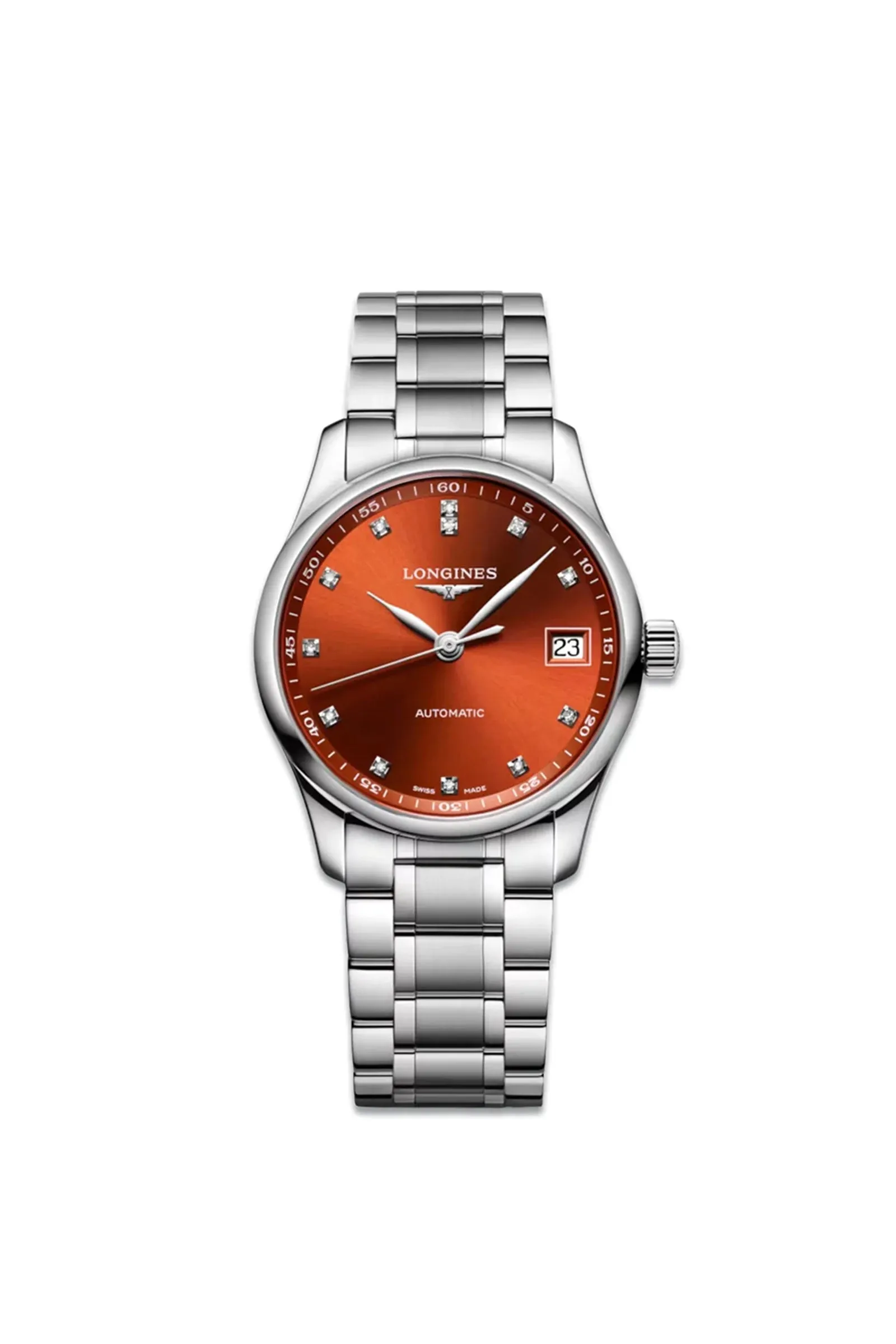 Master Collection With Orange Dial & Stainless Steel Strap
