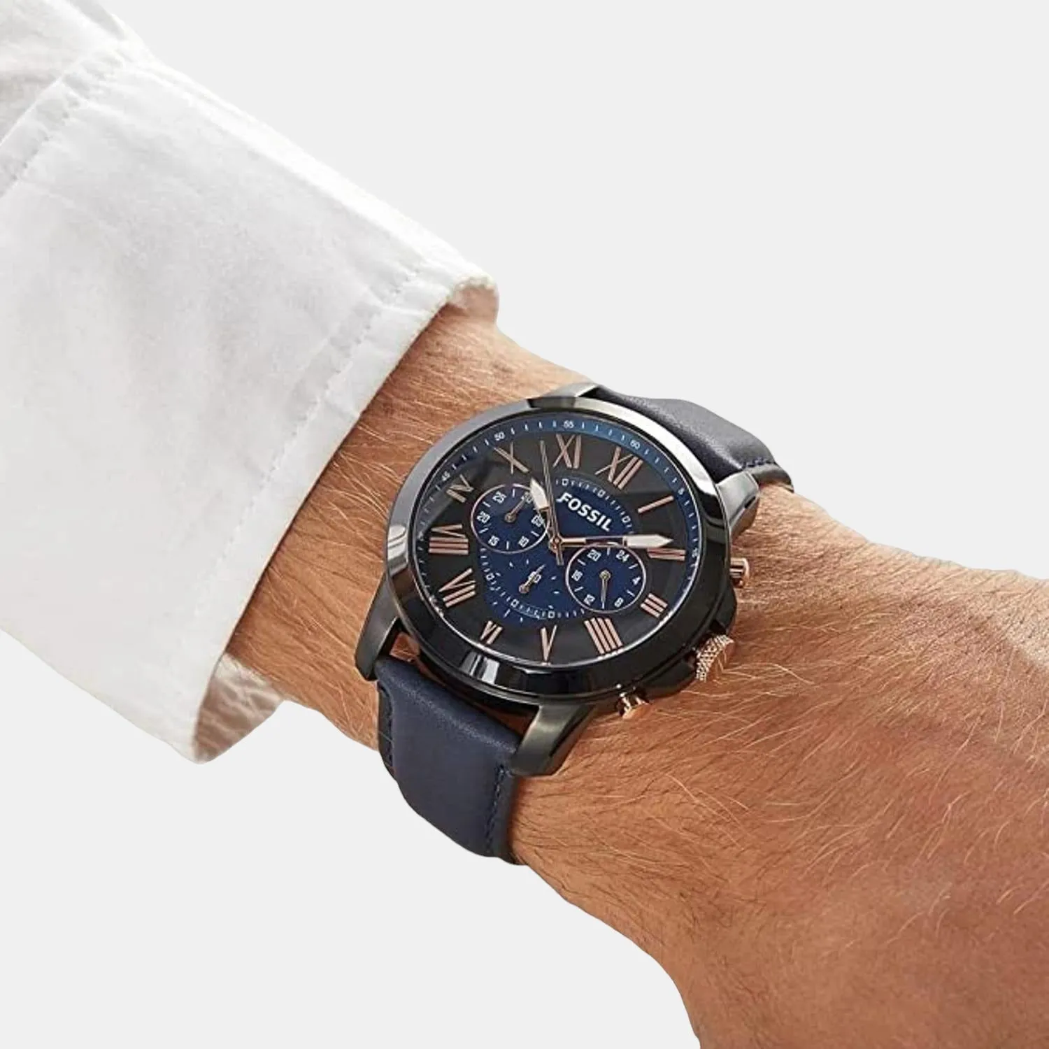 Men's Black Leather Chronograph Watch FS5061