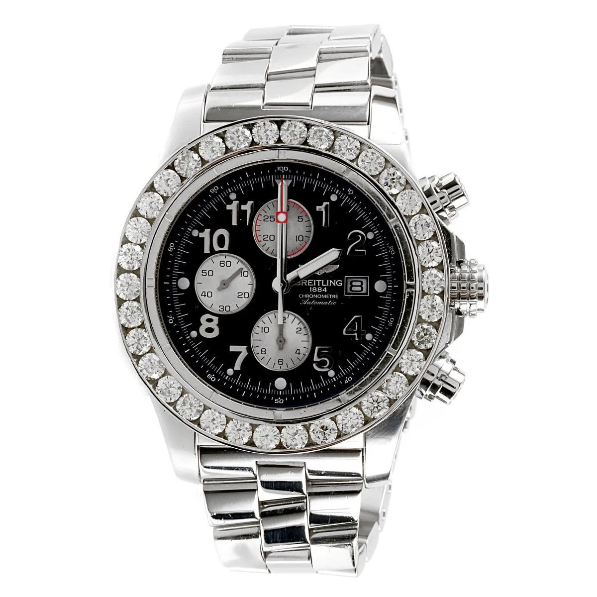 Mens Breitling Super Avenger Stainless Steel Diamond Watch A13370