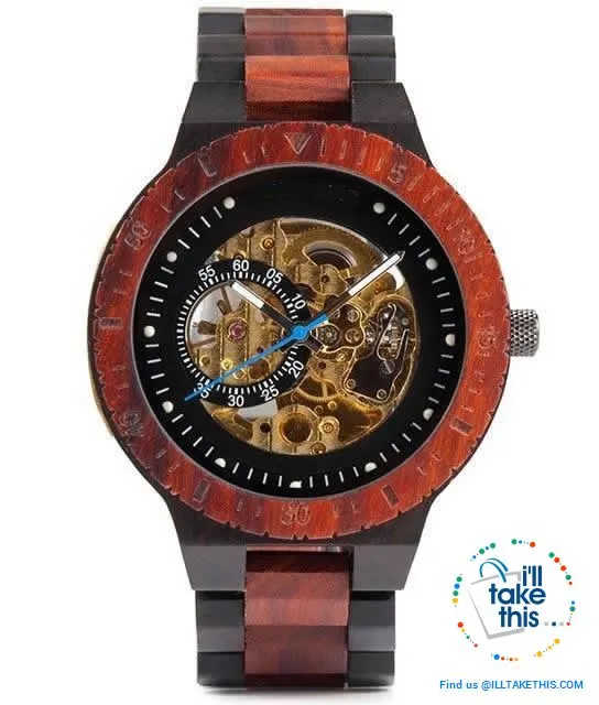 Men's Skeleton Style Wooden Watches - Love the Look!