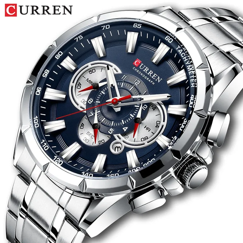 Men’s Watches Top Brand Luxury Chronograph Quartz Men Watch Waterproof Sport Wristwatch Men Stainless Steel Male Clock