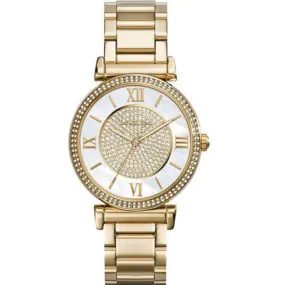 Michael Kors Catlin Gold Stainless Steel Mother of pearl Dial Quartz Watch for Ladies - MK-3332