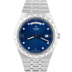 MINT 2023 Tudor Royal 41mm Blue DIAMOND Automatic Steel Day Date Watch 28600 B P
