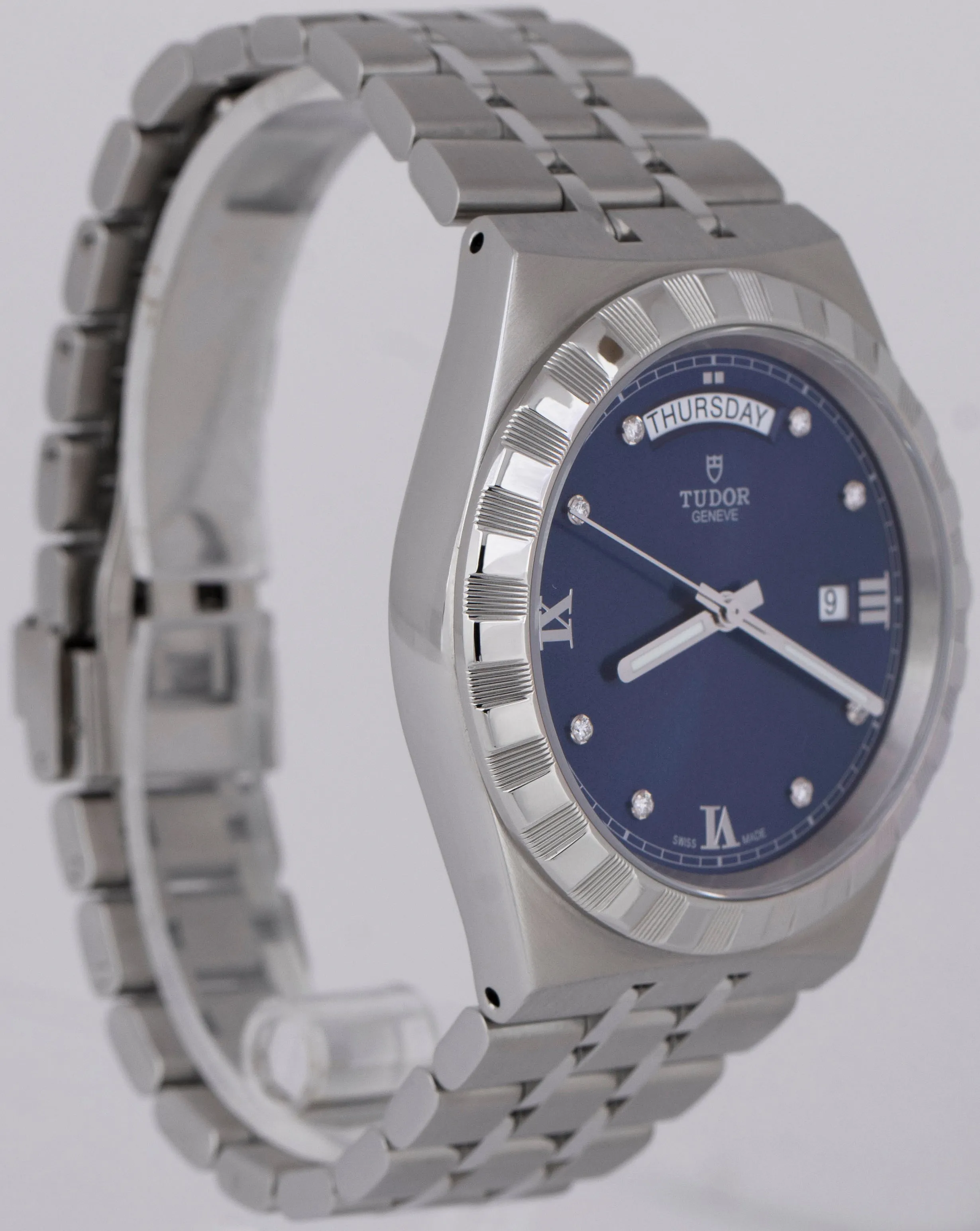 MINT 2023 Tudor Royal 41mm Blue DIAMOND Automatic Steel Day Date Watch 28600 B P