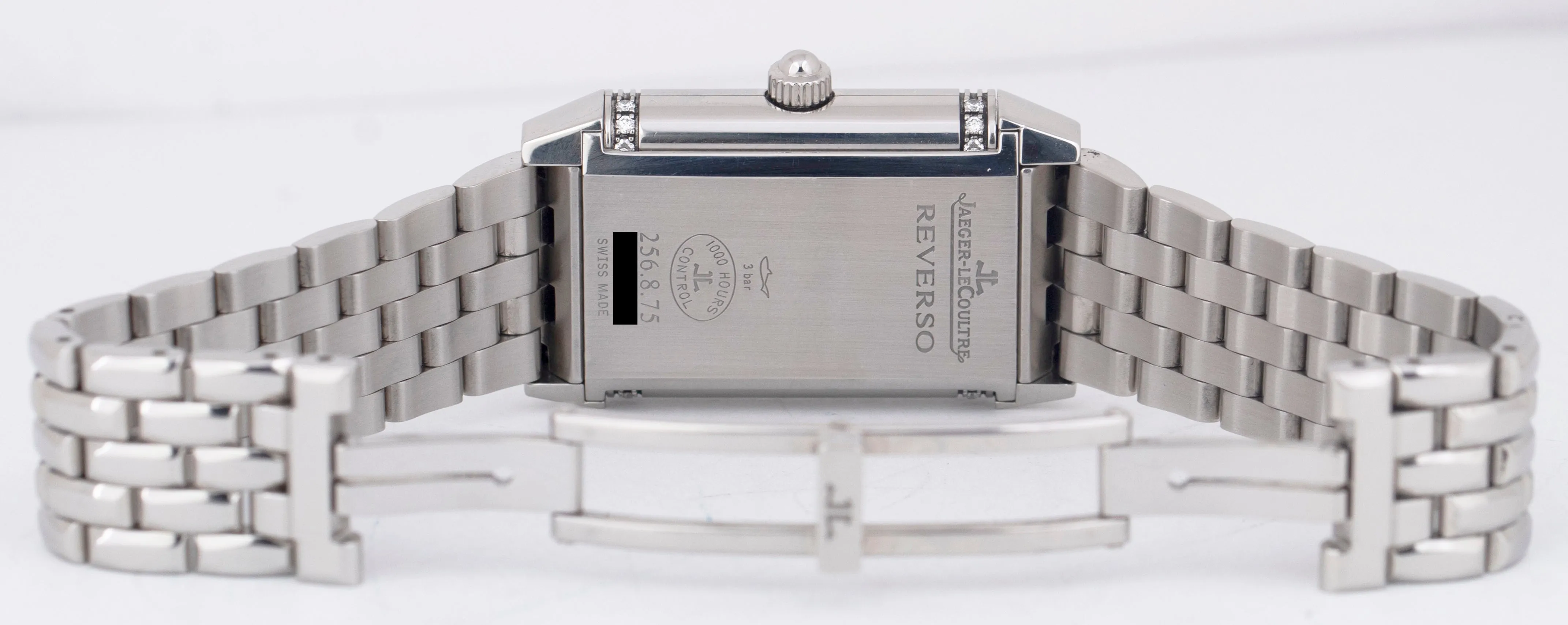MINT PAPERS Jaeger LeCoultre Reverso Duo Black DIAMOND White 256.8.75 Watch BOX