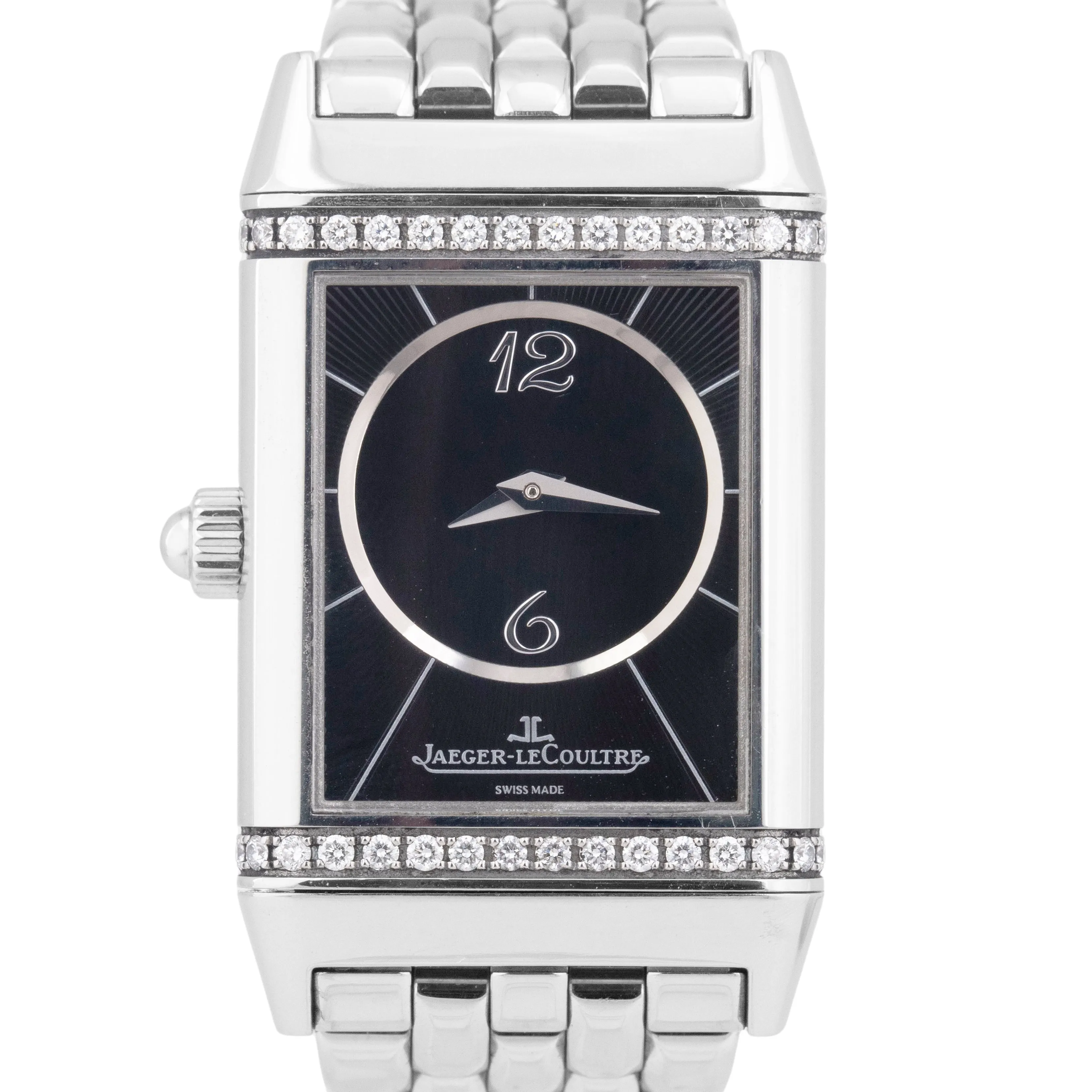 MINT PAPERS Jaeger LeCoultre Reverso Duo Black DIAMOND White 256.8.75 Watch BOX