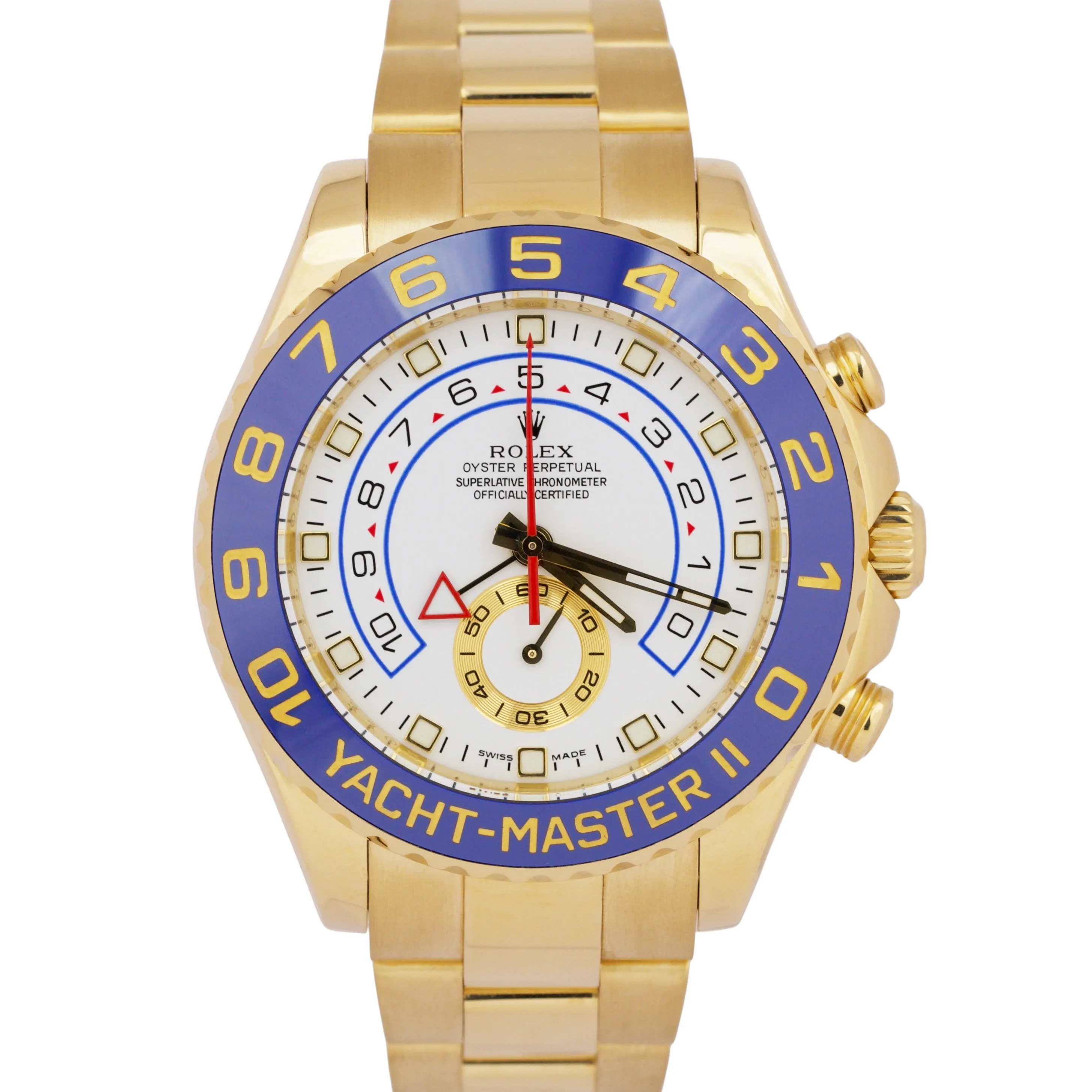 MINT Rolex Yacht-Master II 18K Yellow Gold White Blue Regatta 44mm 116688 BOX