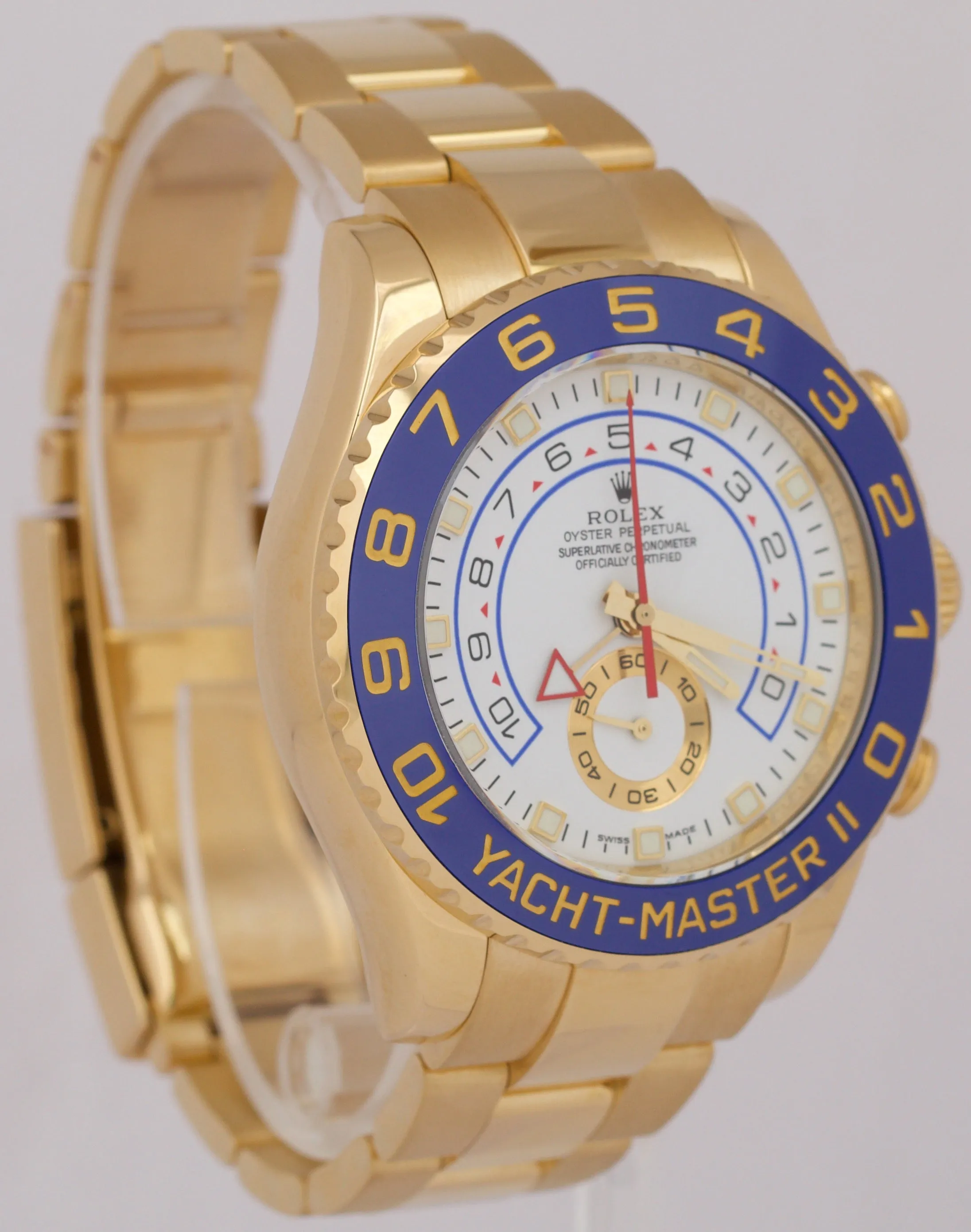 MINT Rolex Yacht-Master II 18K Yellow Gold White Blue Regatta 44mm 116688 BOX