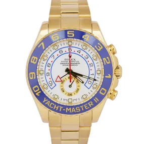 MINT Rolex Yacht-Master II 18K Yellow Gold White Blue Regatta 44mm 116688 BOX