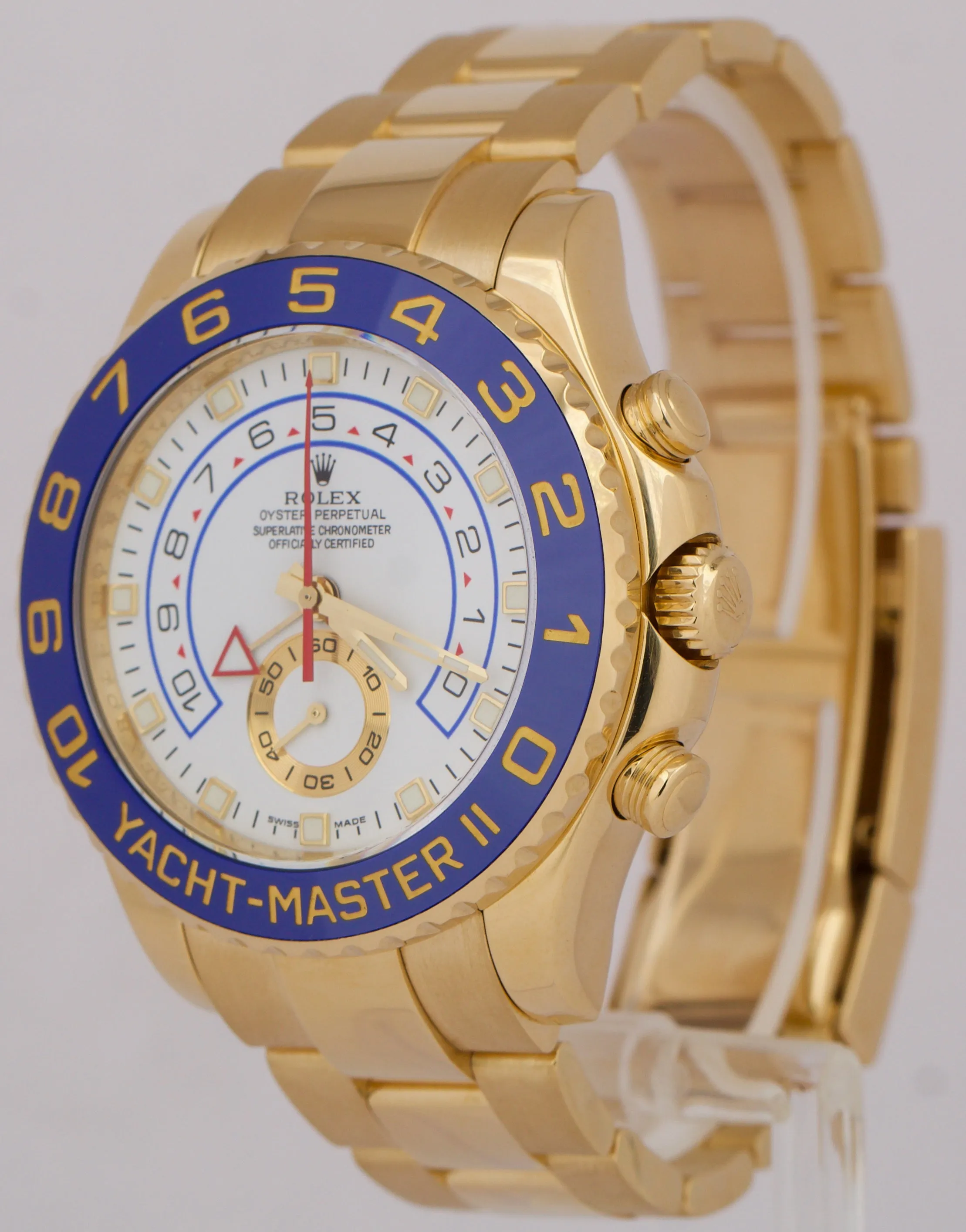 MINT Rolex Yacht-Master II 18K Yellow Gold White Blue Regatta 44mm 116688 BOX