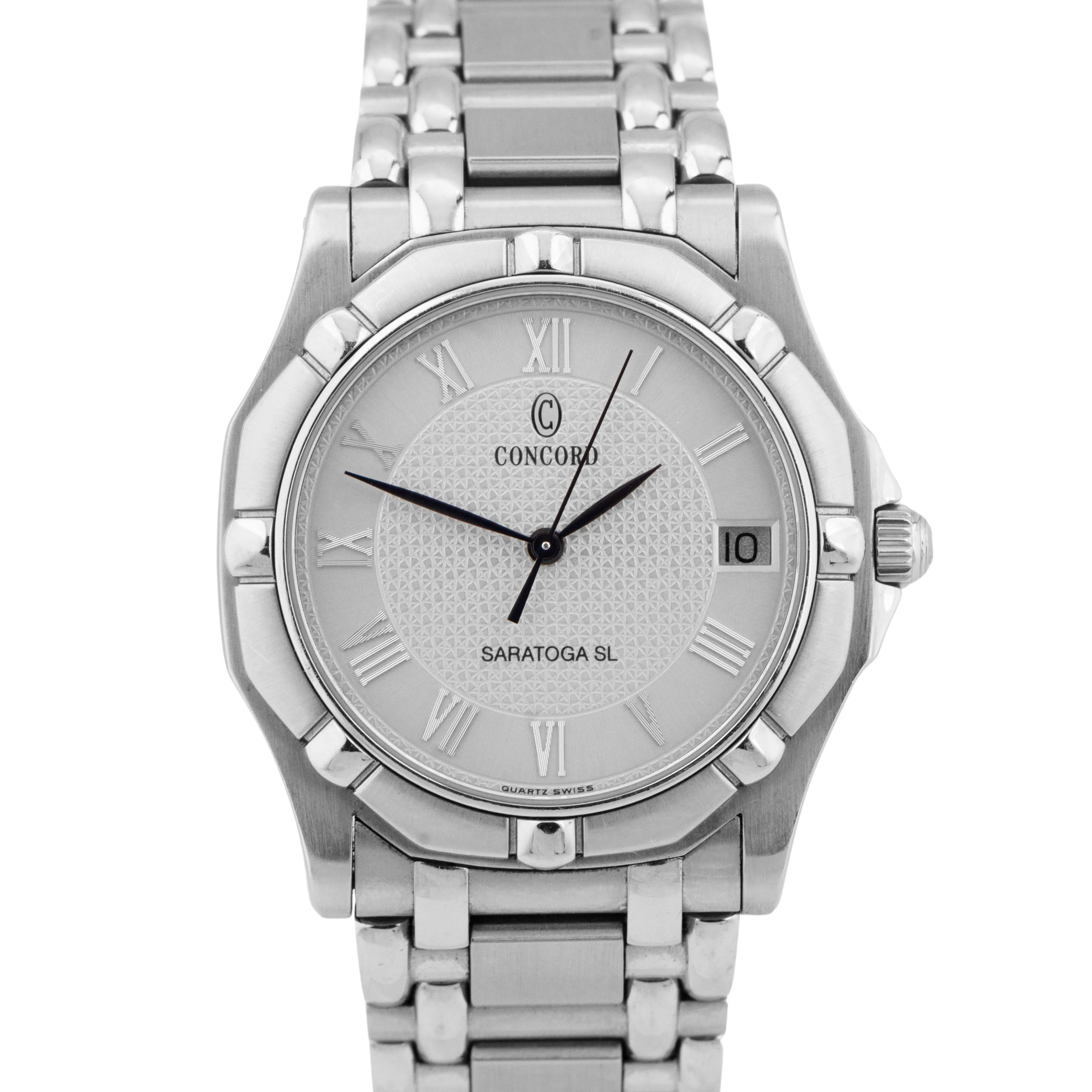 MINT Saratoga SL Stainless Steel Silver Quartz 34mm Date Watch 14-C2-230 BOX