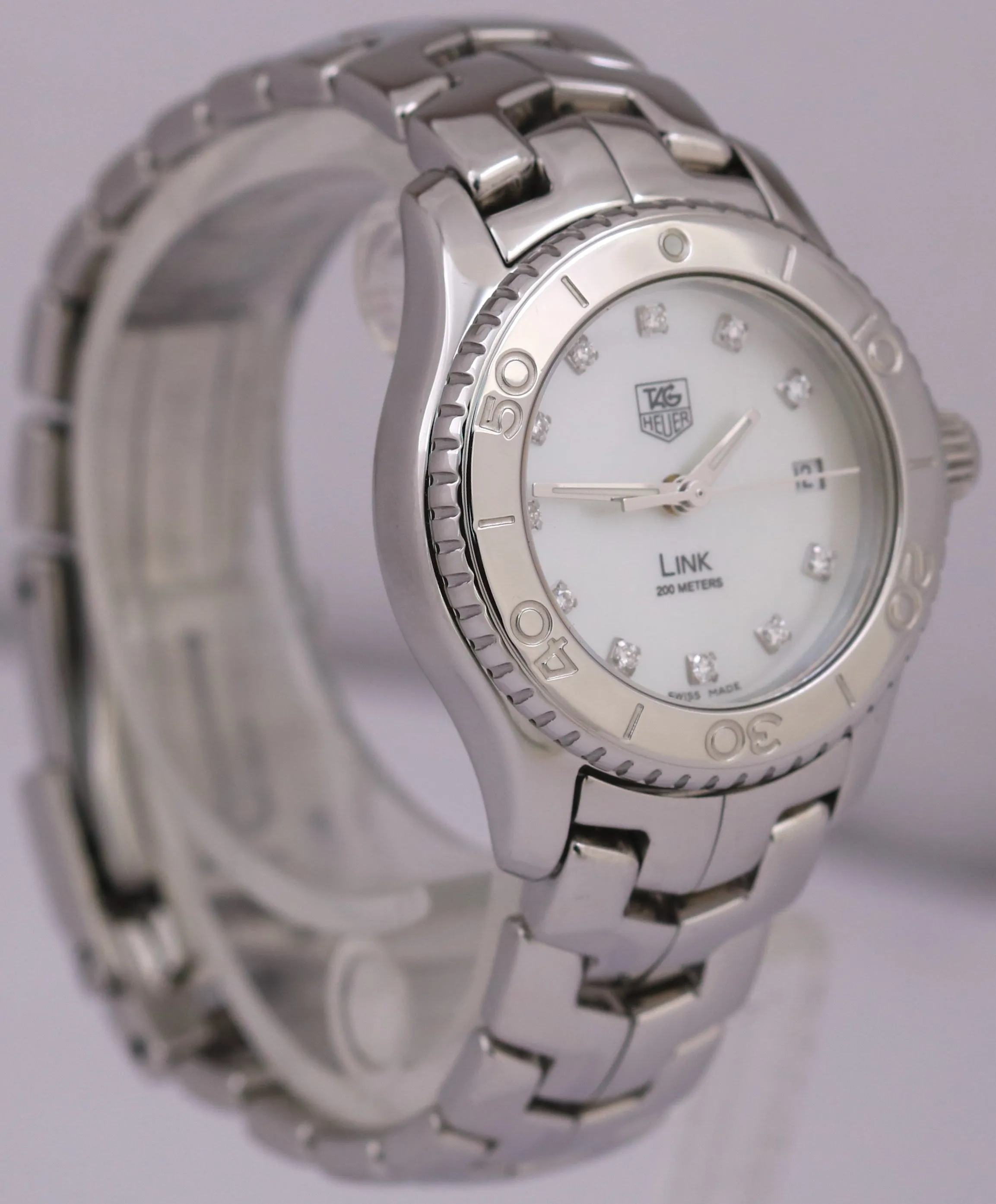 MINT Tag Heuer Link MOP DIAMOND 27mm Stainless Steel WJ1319.BA0572 Quartz BOX