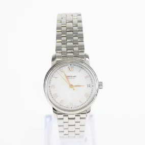 Montblanc Mother Of Pearl Stainless Steel Tradition 114367 Women's Watch 32 mm