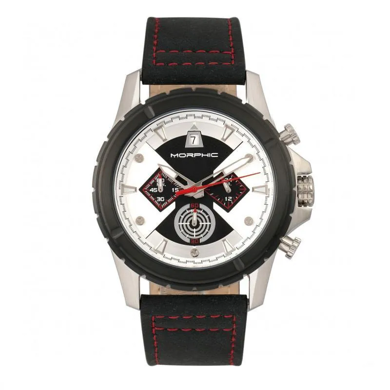 Morphic M57 Series Chronograph Leather-Band Watch