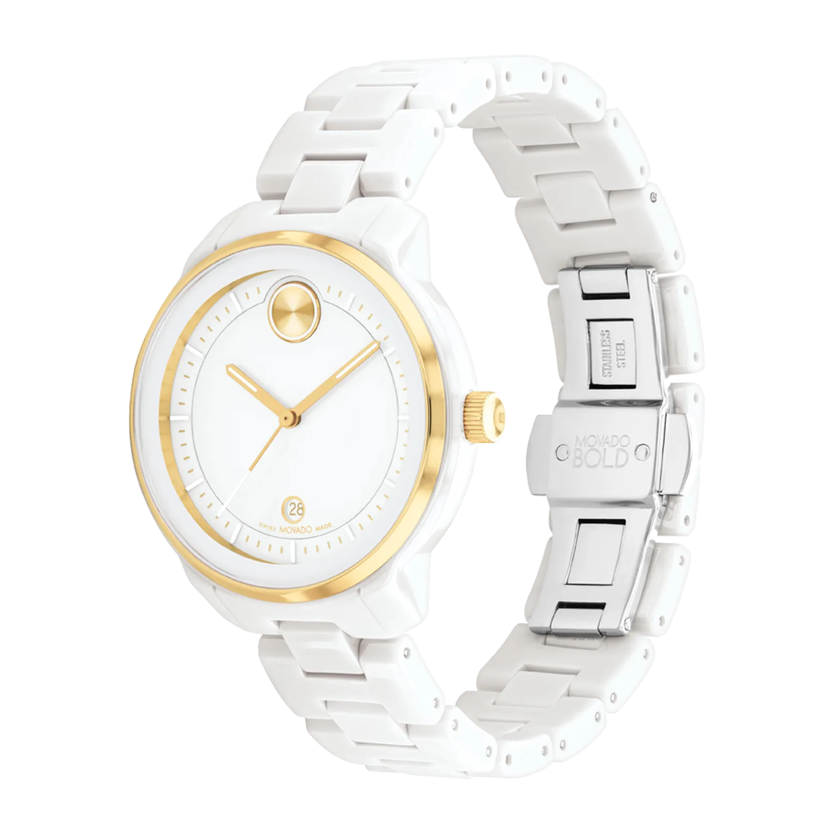 MOVADO BOLD Verso White Ceramic Watch 3600934