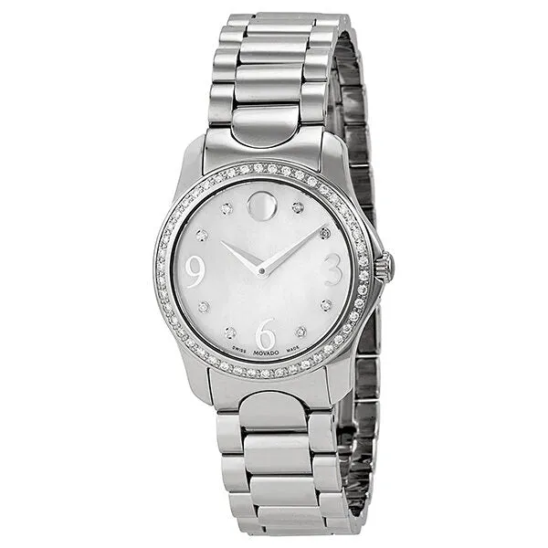 Movado Moda White Mother of Pearl Diamond Dial Ladies Watch 0606706