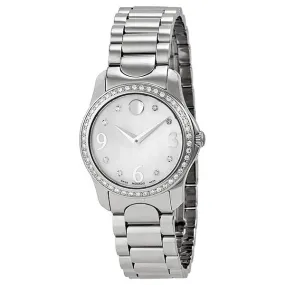 Movado Moda White Mother of Pearl Diamond Dial Ladies Watch 0606706