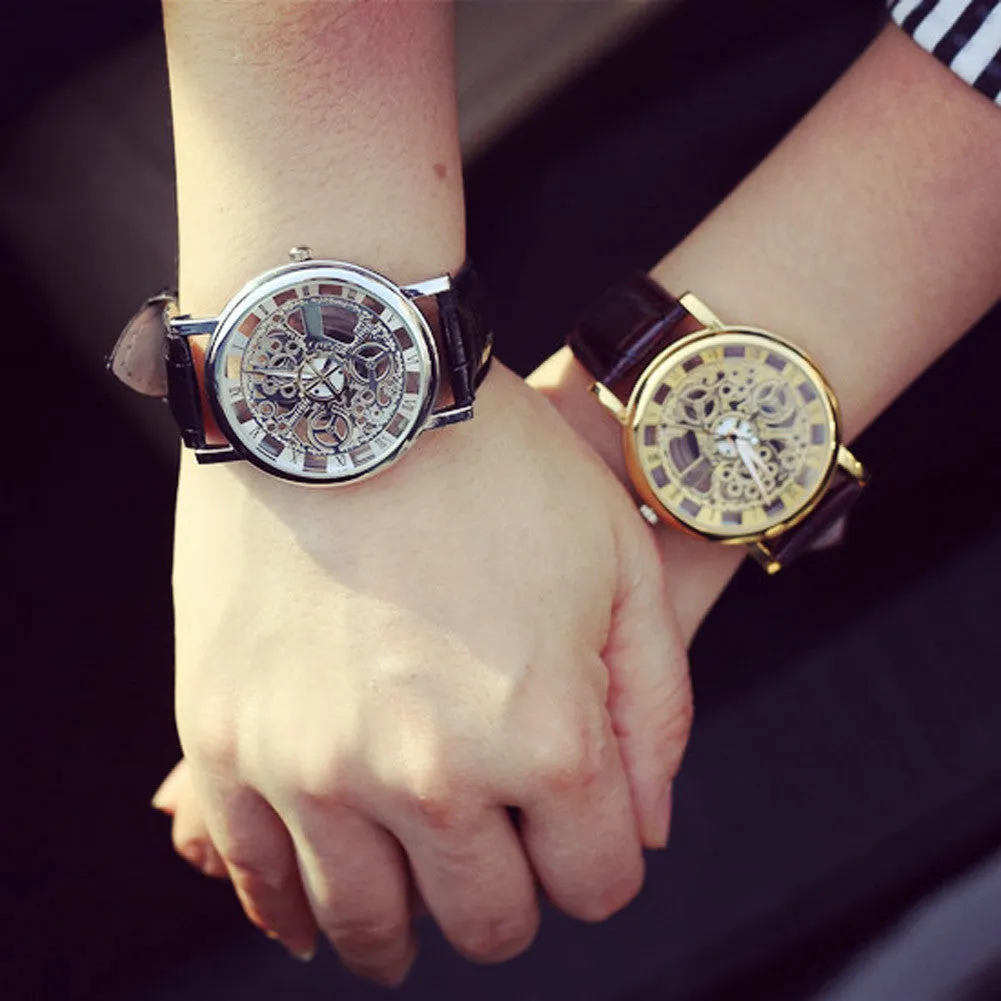 New Fashion Engraving Watches Imitation of Mechanical Watch Gift
