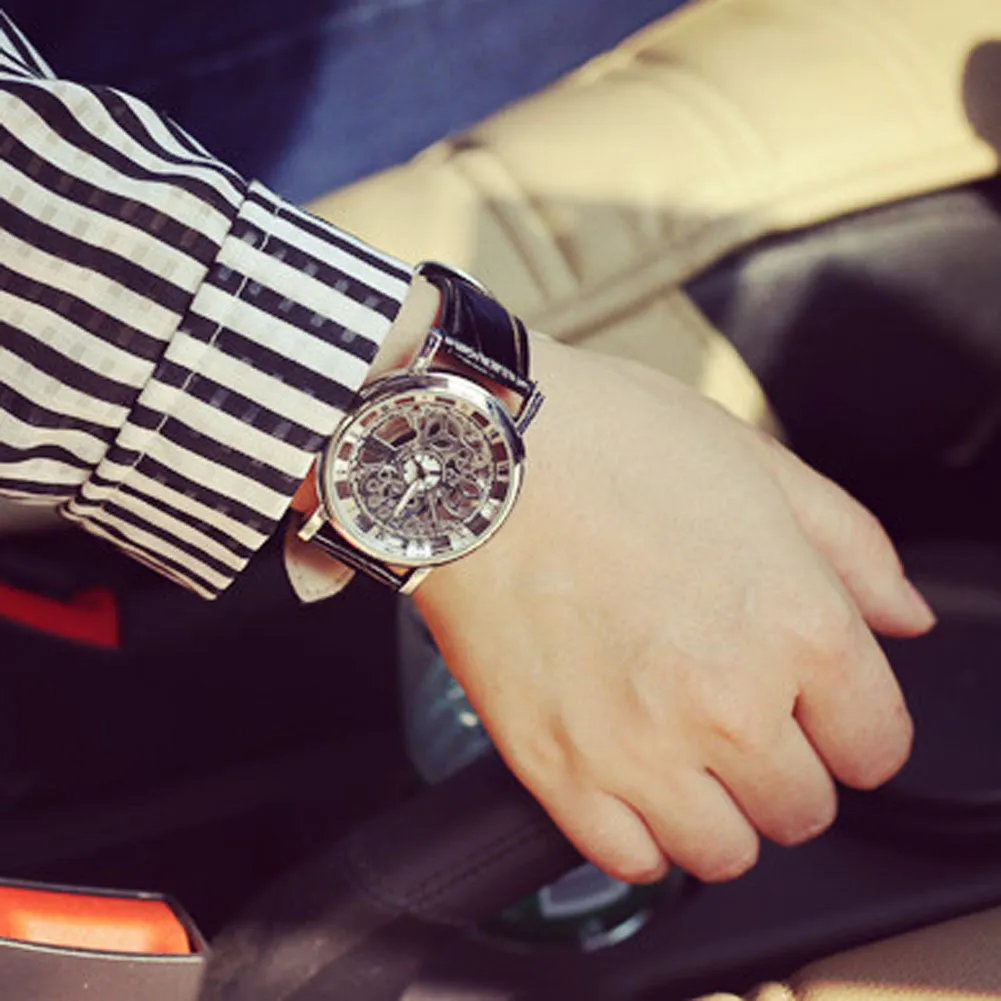 New Fashion Engraving Watches Imitation of Mechanical Watch Gift