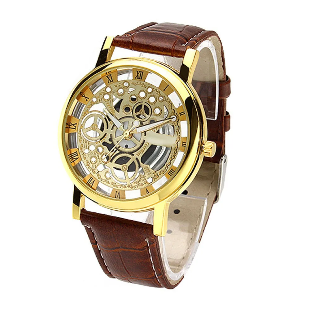 New Fashion Engraving Watches Imitation of Mechanical Watch Gift