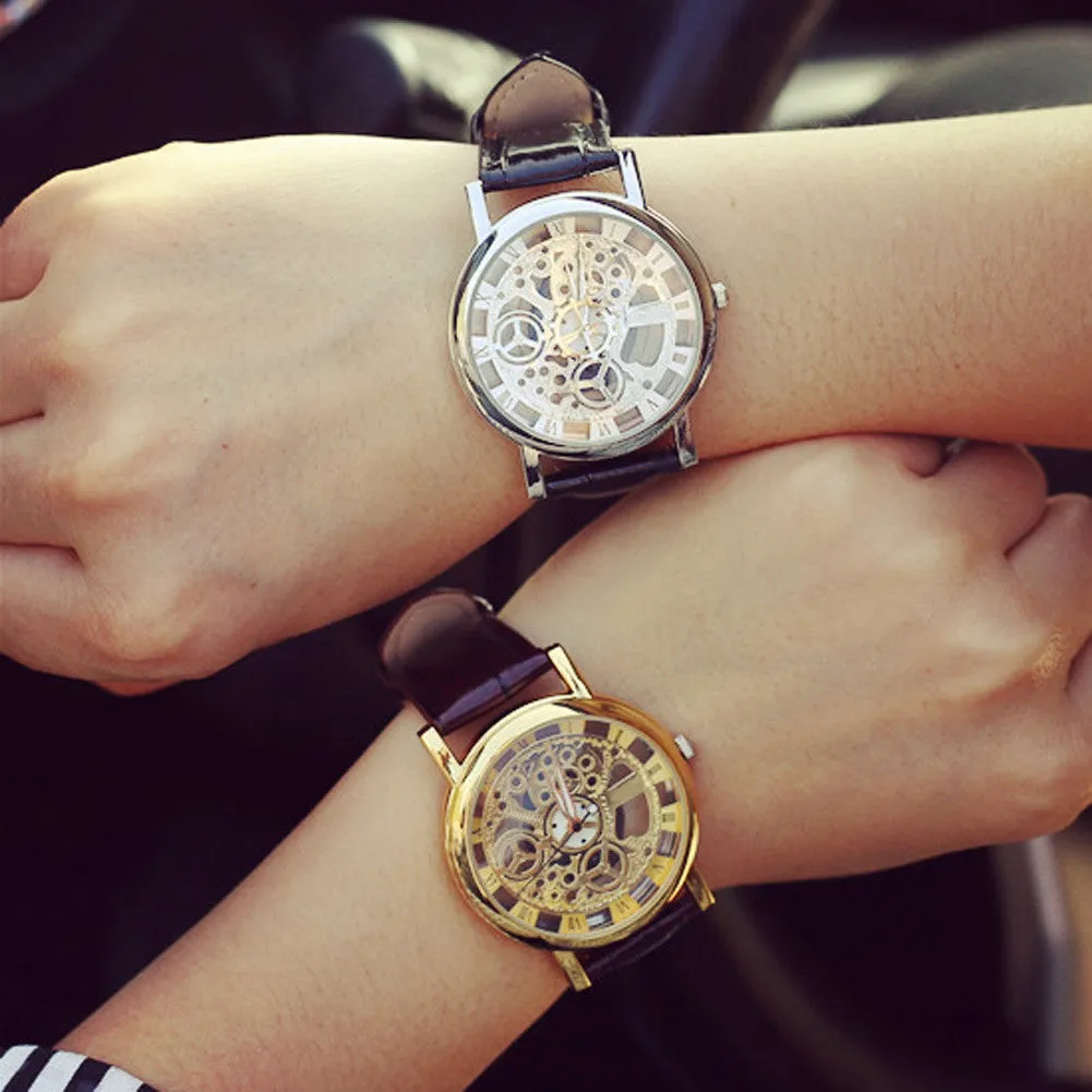 New Fashion Engraving Watches Imitation of Mechanical Watch Gift
